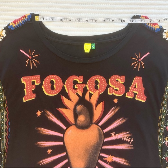 FARM Rio Graphic T-shirt Dress with Crochet Granny Square Balloon Sleeves - Picture 6 of 9